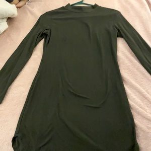 Long sleeve olive green dress